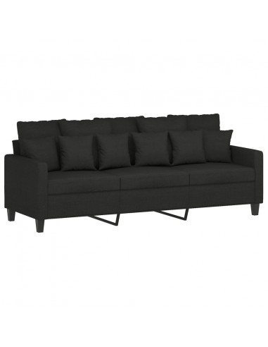Set di Divani 3 pz con Cuscini Nero in Tessuto