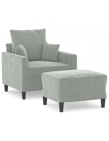 Poltrona con Poggiapiedi Grigio Chiaro 60 cm in Velluto