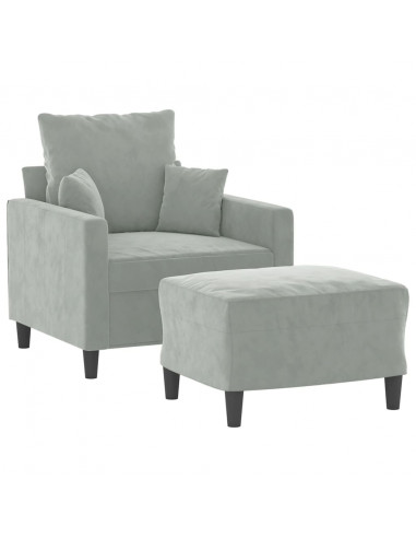Poltrona con Poggiapiedi Grigio Chiaro 60 cm in Velluto