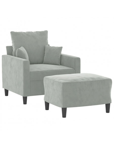 Poltrona con Poggiapiedi Grigio Chiaro 60 cm in Velluto