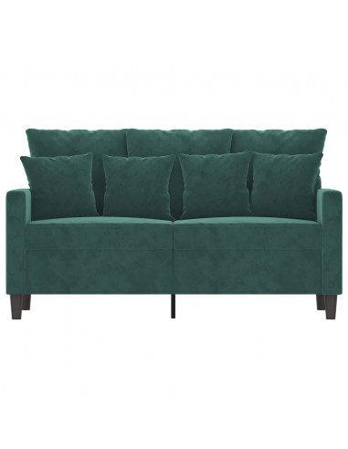 Divano a 2 Posti Verde Scuro 120 cm in Velluto