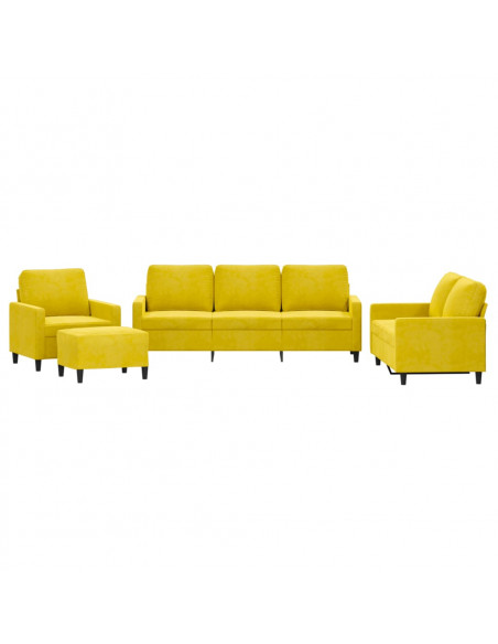 Set di Divani 4 pz con Cuscini giallo in Velluto