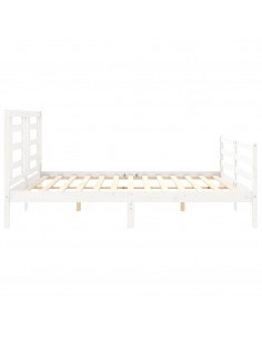 Giroletto con Testiera Bianco 200x200 cm in Legno Massello 2