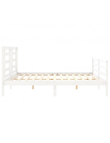 Giroletto con Testiera Bianco 200x200 cm in Legno Massello