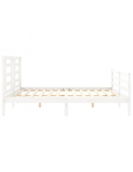 Giroletto con Testiera Bianco 200x200 cm in Legno Massello