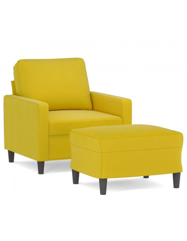 Poltrona con Poggiapiedi Giallo 60 cm in Velluto