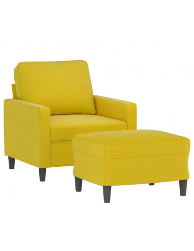 Poltrona con Poggiapiedi Giallo 60 cm in Velluto