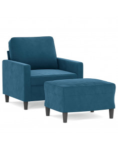 Poltrona con Poggiapiedi Blu 60 cm in Velluto 2