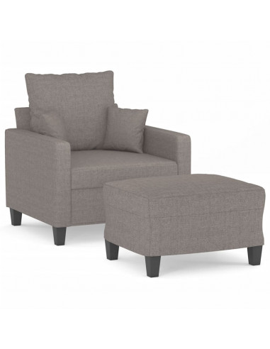 Poltrona con Poggiapiedi Tortora 60 cm in Tessuto