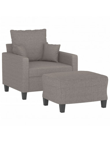 Poltrona con Poggiapiedi Tortora 60 cm in Tessuto