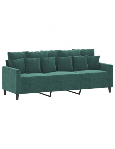 Set di Divani 3 pz con Cuscini Verde scuro in Velluto