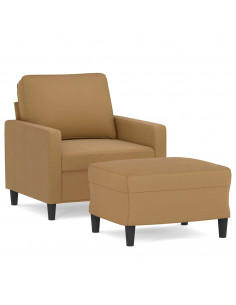 Poltrona con Poggiapiedi Marrone 60 cm in Velluto 2