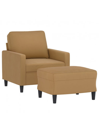 Poltrona con Poggiapiedi Marrone 60 cm in Velluto