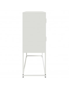 Credenza Bianca 100,5x39x107 cm in Acciaio Laminato a Freddo 2