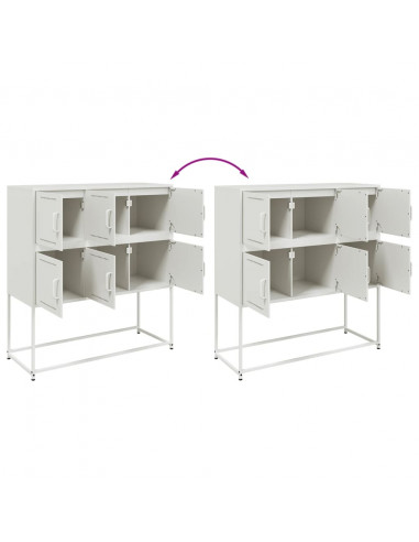 Credenza Bianca 100,5x39x107 cm in Acciaio Laminato a Freddo