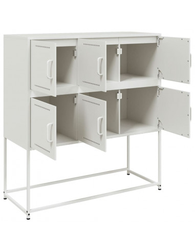 Credenza Bianca 100,5x39x107 cm in Acciaio Laminato a Freddo