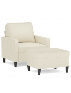 Poltrona con Poggiapiedi Crema 60 cm in Velluto 2