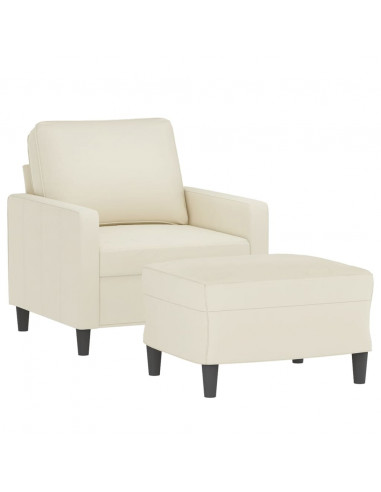 Poltrona con Poggiapiedi Crema 60 cm in Velluto