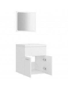 Set Mobili da Bagno Bianco in Legno Multistrato 2