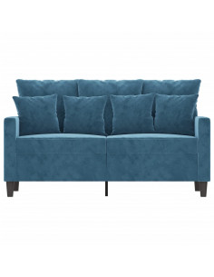 Divano a 2 Posti Blu 120 cm in Velluto 2