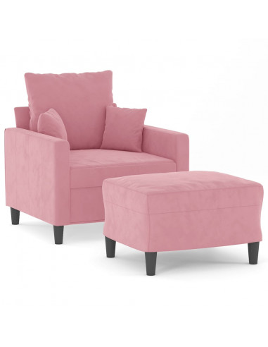Poltrona con Poggiapiedi Rosa 60 cm Velluto