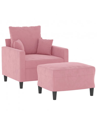 Poltrona con Poggiapiedi Rosa 60 cm Velluto