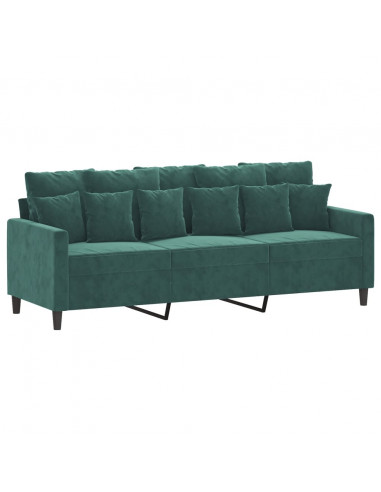 Set di Divani 2 pz con Cuscini Verde scuro in Velluto