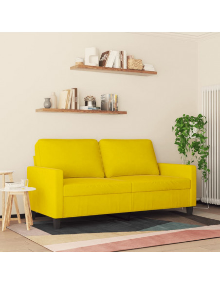 Divano a 2 Posti giallo 140 cm in Velluto