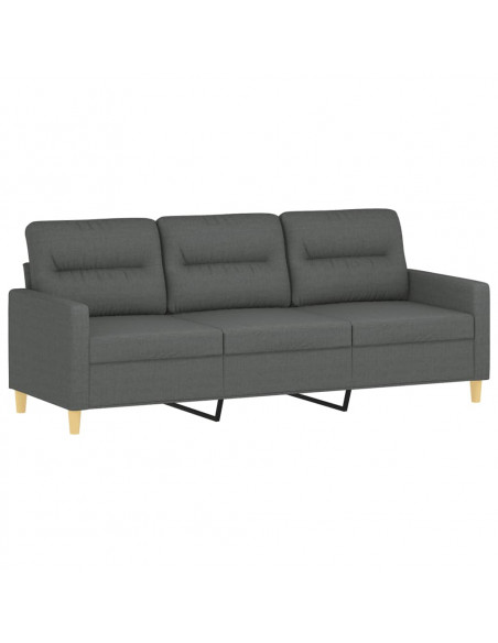 Set di Divani 3 pz con Cuscini Grigio Scuro in Tessuto