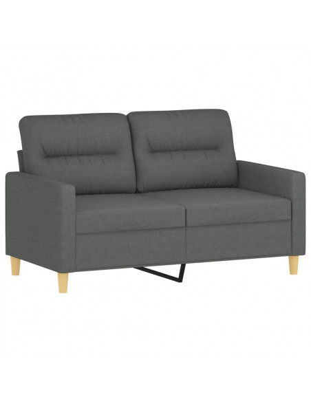 Set di Divani 2 pz con Cuscini Grigio Scuro in Tessuto