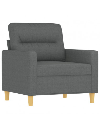 Set di Divani 3 pz con Cuscini Grigio Scuro in Tessuto