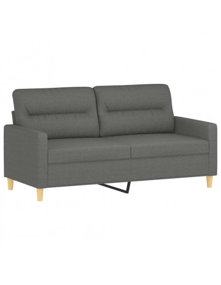 Set di Divani 2 pz con Cuscini Grigio Scuro in Tessuto