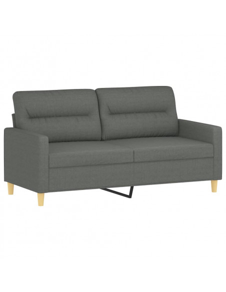 Set di Divani 3 pz con Cuscini Grigio Scuro in Tessuto
