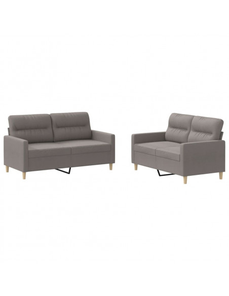 Set di Divani 2 pz con Cuscini Tortora in Tessuto