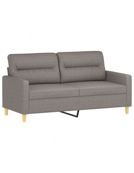 Set di Divani 2 pz con Cuscini Tortora in Tessuto