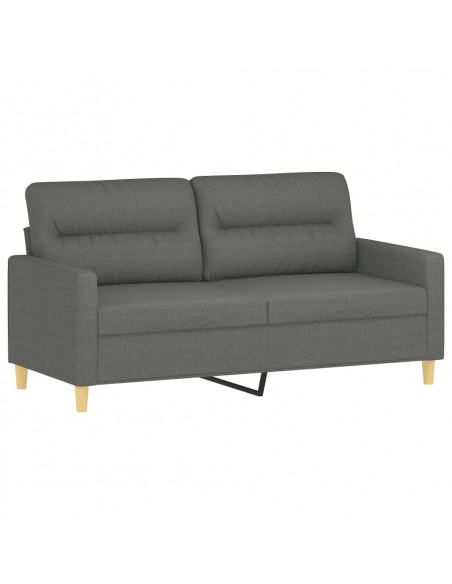 Set di Divani 2 pz con Cuscini Grigio Scuro in Tessuto