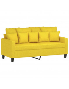 Divano a 2 Posti Giallo Chiaro 140 cm in Tessuto 2