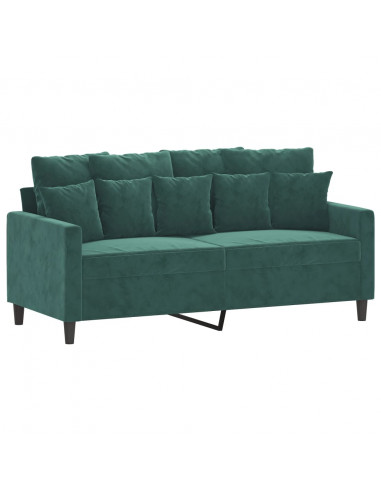 Set di Divani 2 pz con Cuscini Verde scuro in Velluto