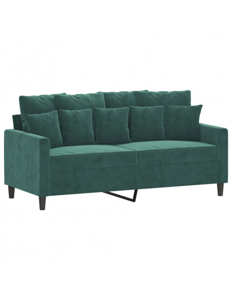 Set di Divani 2 pz con Cuscini Verde scuro in Velluto