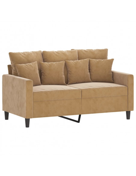 Set di Divani 2 pz con Cuscini Marrone in Velluto