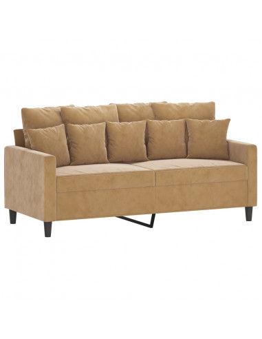 Set di Divani 2 pz con Cuscini Marrone in Velluto