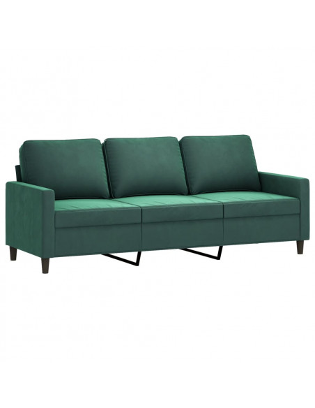 Set di Divani 3 pz con Cuscini Verde scuro in Velluto