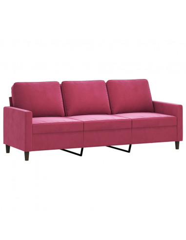 Set di Divani 3 pz con Cuscini Rosso Vino in Velluto