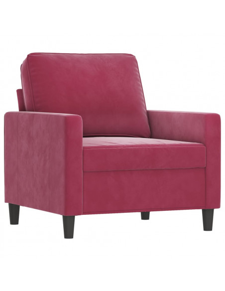 Set di Divani 4 pz con Cuscini Rosso Vino in Velluto