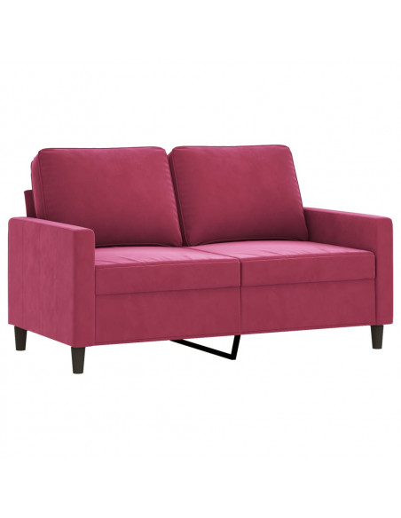 Set di Divani 4 pz con Cuscini Rosso Vino in Velluto