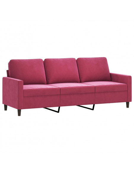 Set di Divani 4 pz con Cuscini Rosso Vino in Velluto
