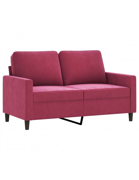 Set di Divani 3 pz con Cuscini Rosso Vino in Velluto