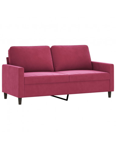 Set di Divani 3 pz con Cuscini Rosso Vino in Velluto