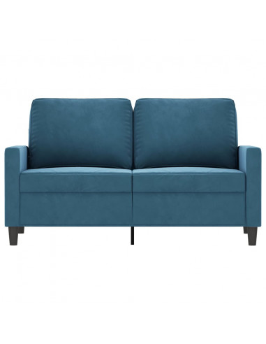 Divano a 2 Posti Blu 120 cm in Velluto