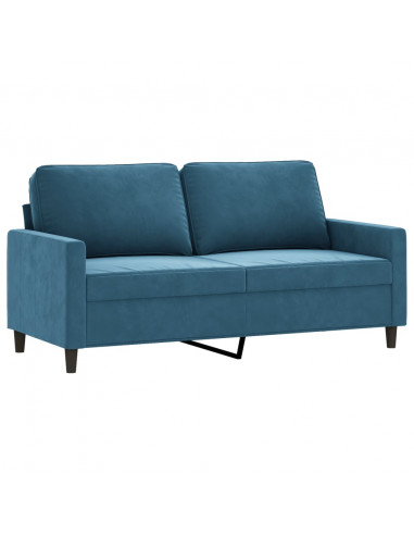 Set di Divani 3 pz con Cuscini Blu in Velluto